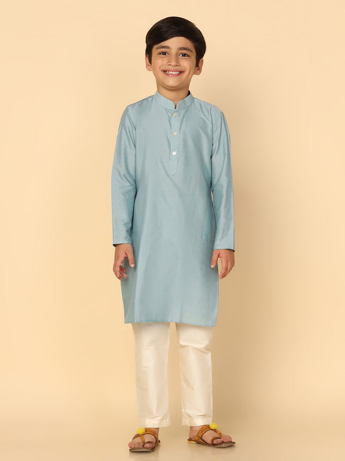 Boy's Dirty Blue Kurta Pyjama Set