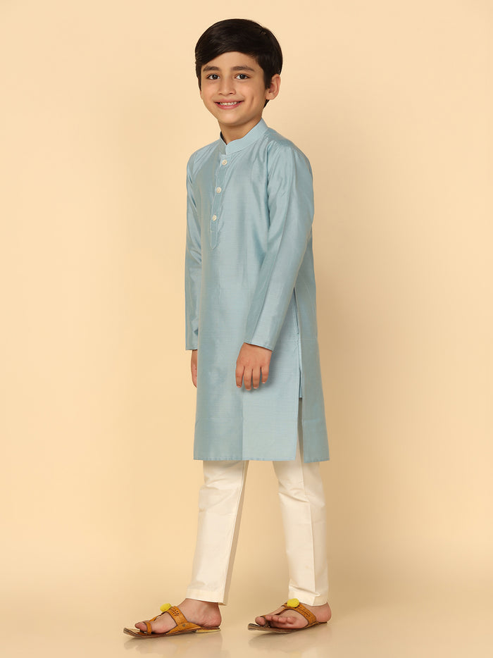 Boy's Dirty Blue Kurta Pyjama Set