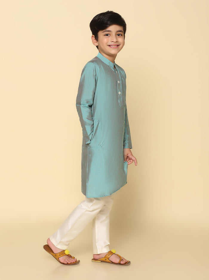 Boy's Green Kurta Pyjama Set