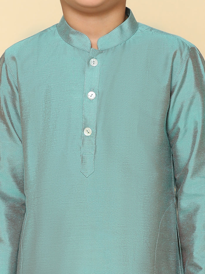 Boy's Green Kurta Pyjama Set