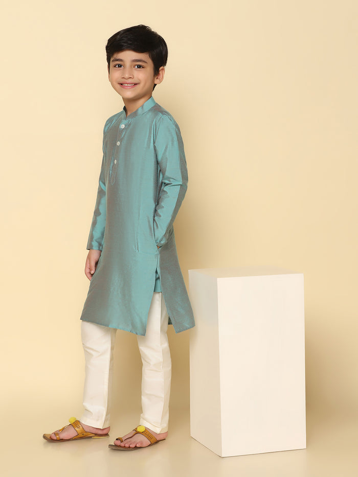 Boy's Green Kurta Pyjama Set