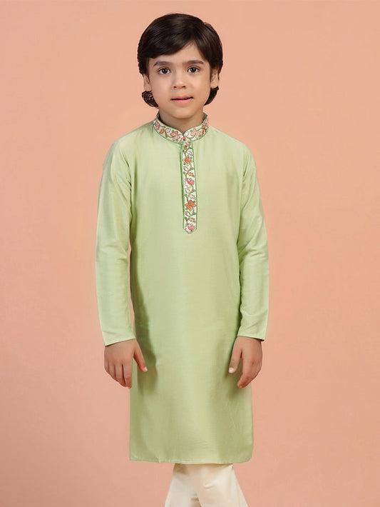Boy's Green Solid Kurta