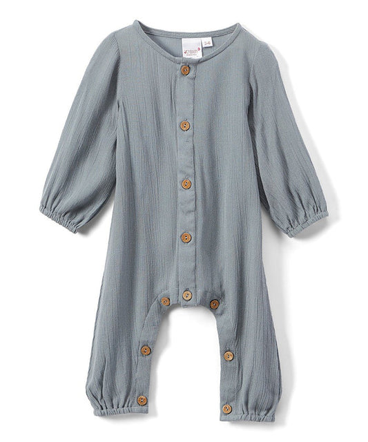 Boys Infant Full Sleeves Romper - Powder Blue diaper covers Yo Baby Wholesale