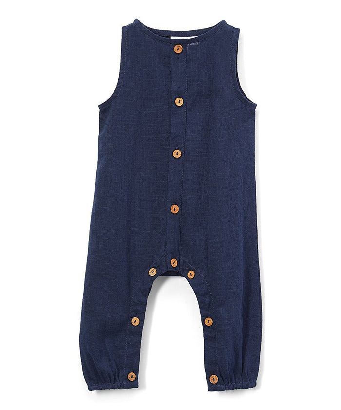 Boys Infant Sleeveless Romper - Navy diaper covers Yo Baby Wholesale