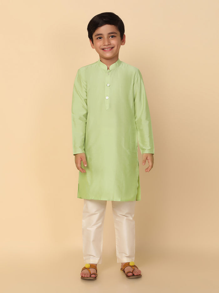 Boy's Light Green Kurta Pyjama Set