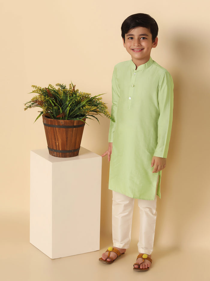 Boy's Light Green Kurta Pyjama Set