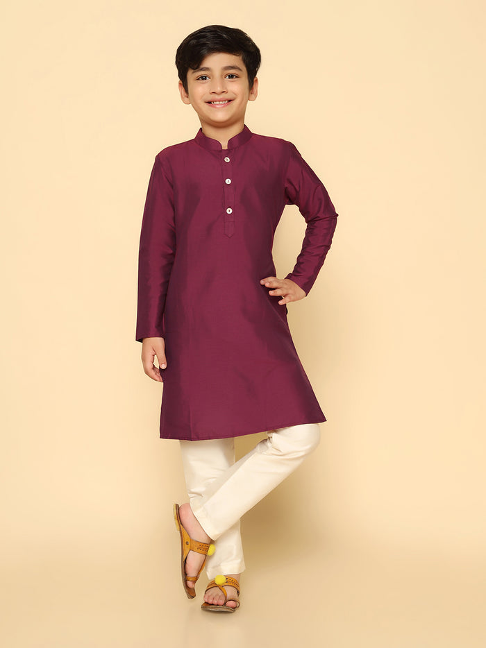 Boy's Margenta Kurta Pyjama Set