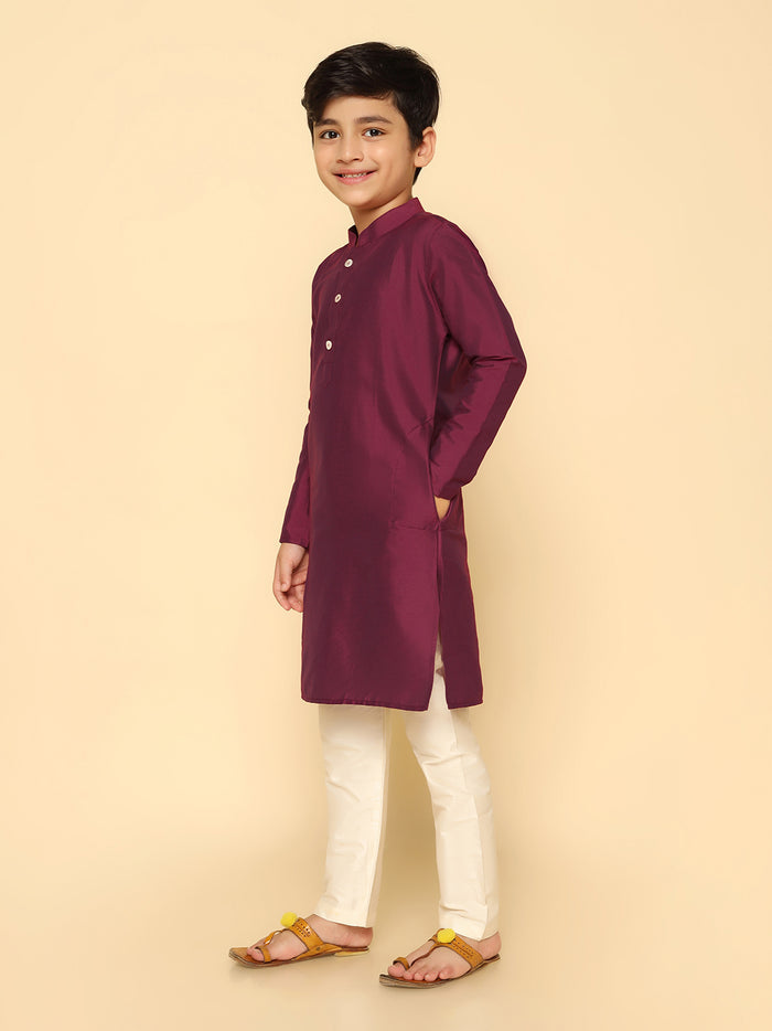 Boy's Margenta Kurta Pyjama Set