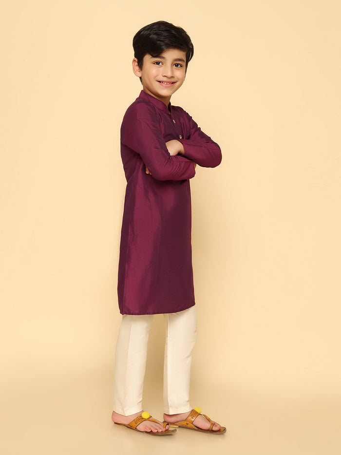 Boy's Margenta Kurta Pyjama Set