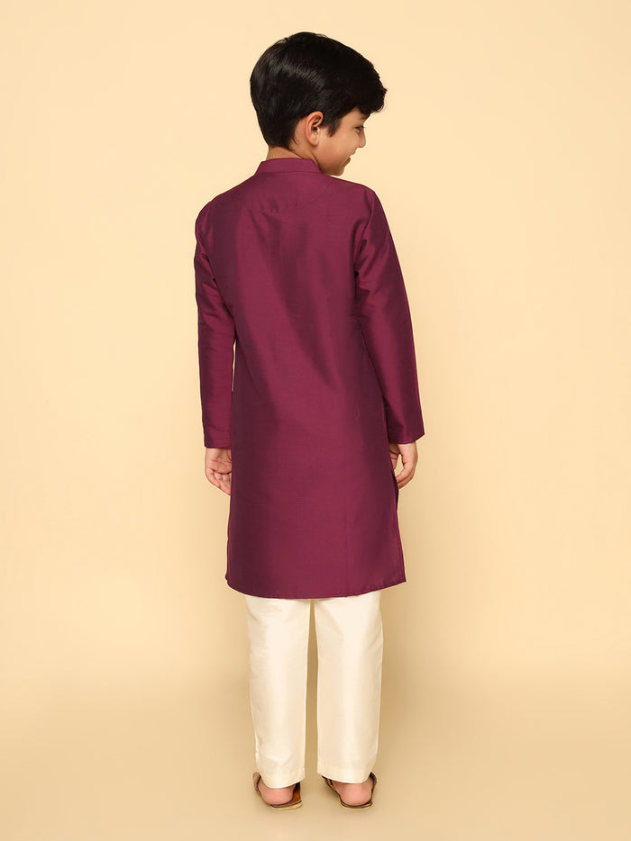 Boy's Margenta Kurta Pyjama Set