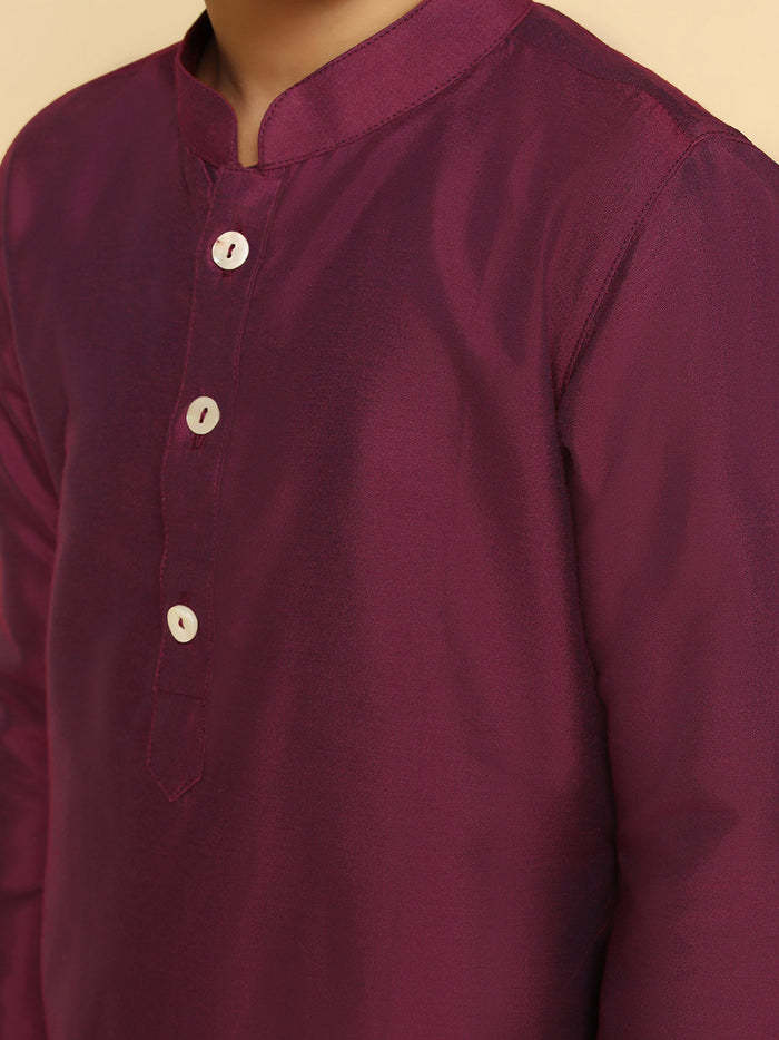 Boy's Margenta Kurta Pyjama Set