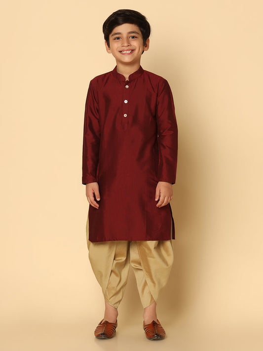 Boy's Maroon Kurta Dhoti Set