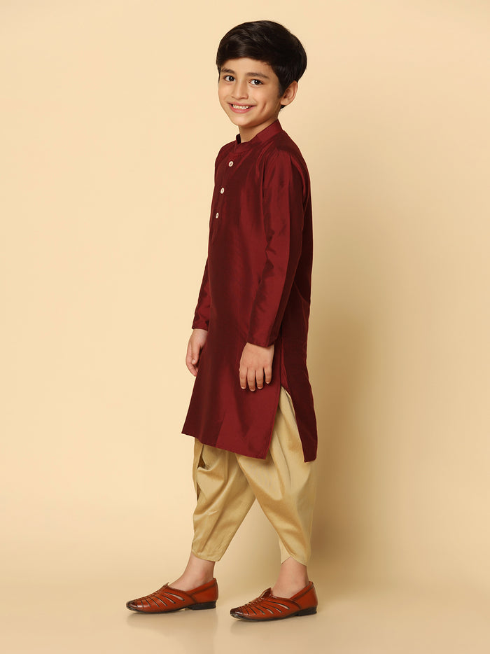Boy's Maroon Kurta Dhoti Set