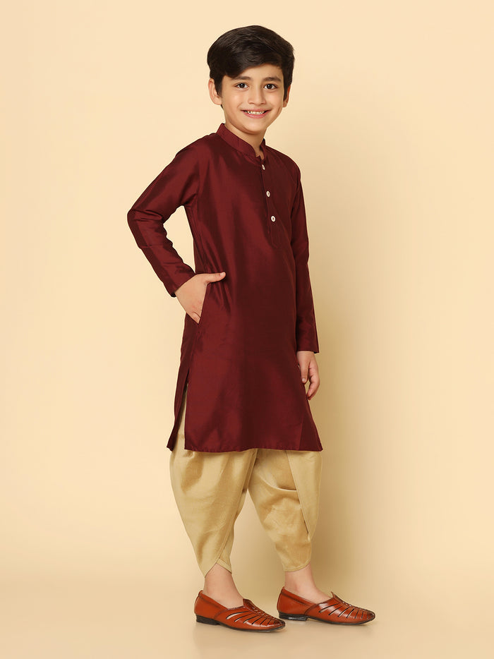 Boy's Maroon Kurta Dhoti Set