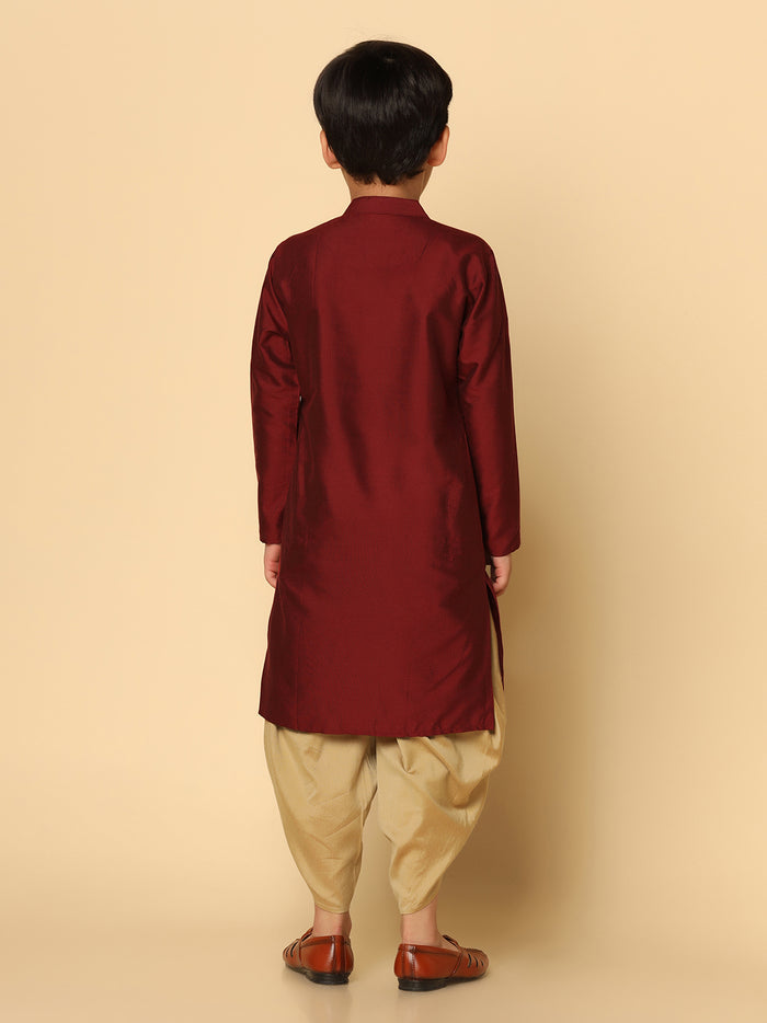 Boy's Maroon Kurta Dhoti Set