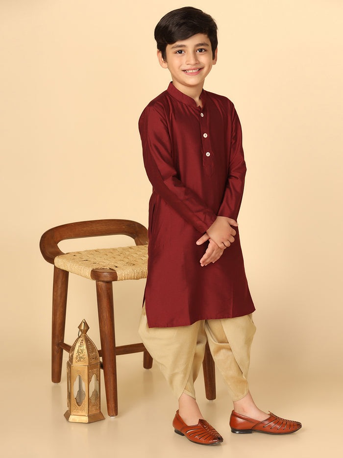 Boy's Maroon Kurta Dhoti Set