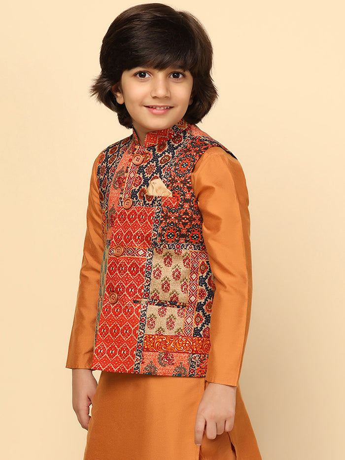 Boy's Multi Coloured Printed Jacket