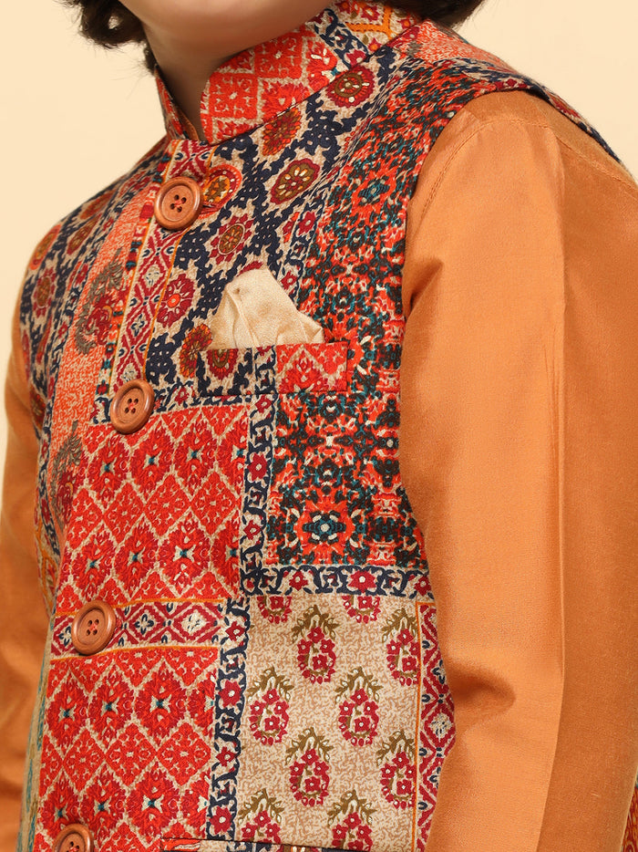 Boy's Multi Coloured Printed Jacket