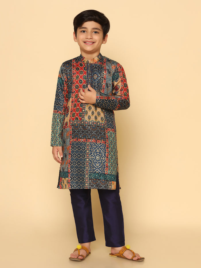 Boy's Multicolor  Kurta Pyjama Set