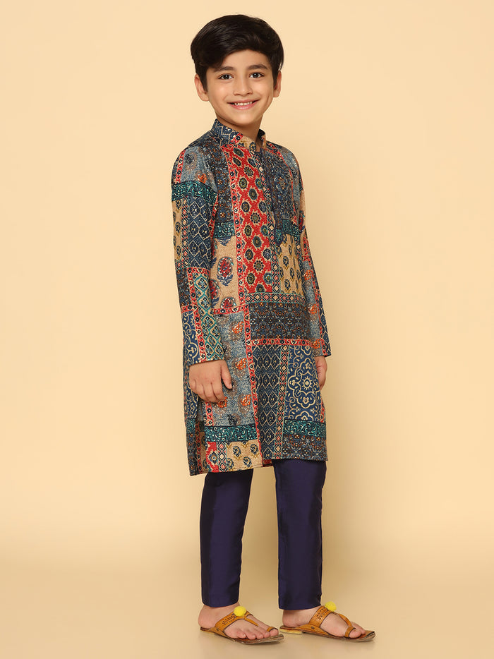 Boy's Multicolor  Kurta Pyjama Set