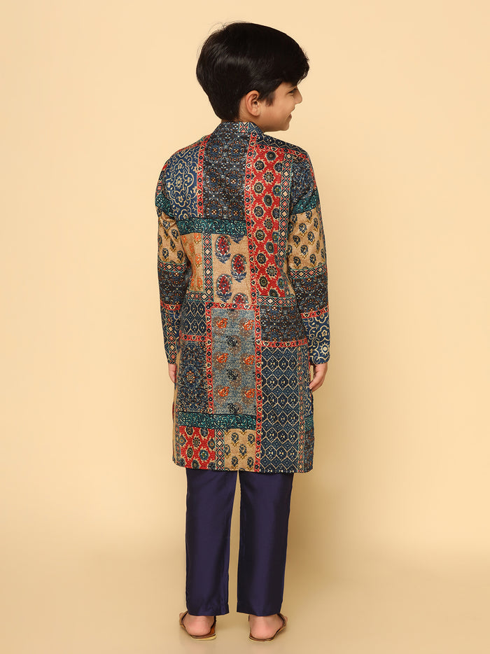 Boy's Multicolor  Kurta Pyjama Set