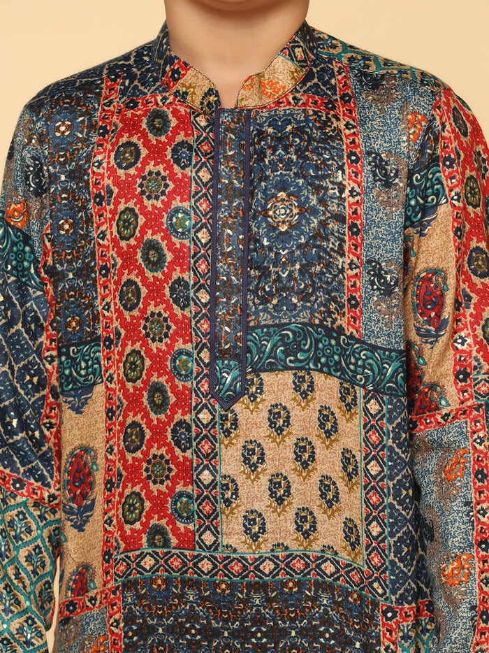 Boy's Multicolor  Kurta Pyjama Set