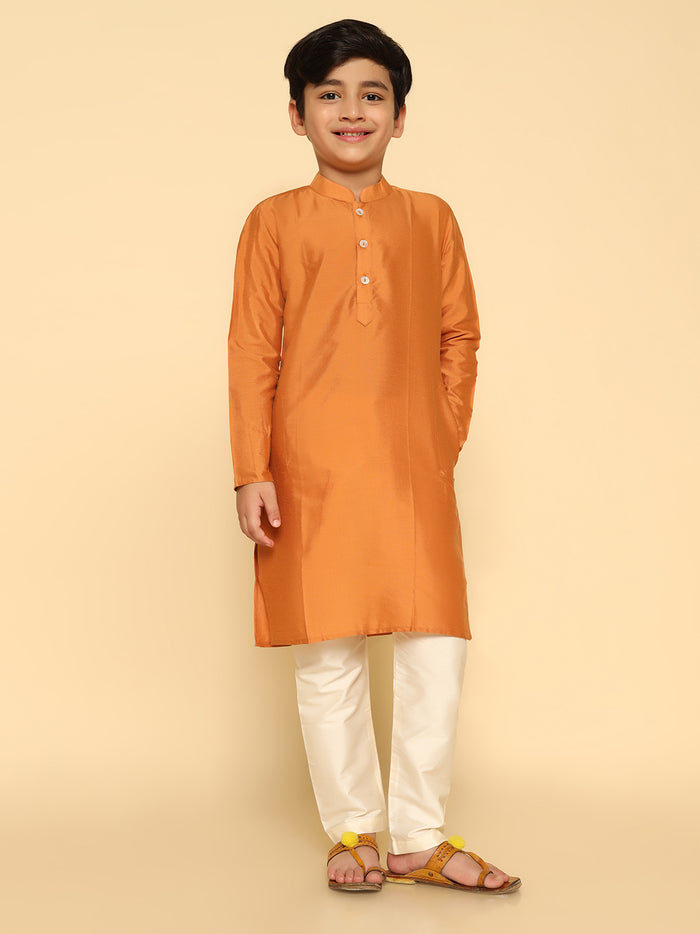 Boy's Mustard Kurta Pyjama Set