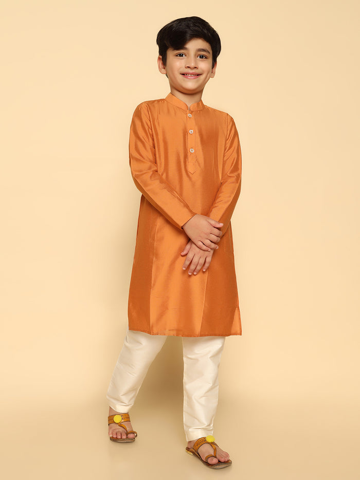 Boy's Mustard Kurta Pyjama Set