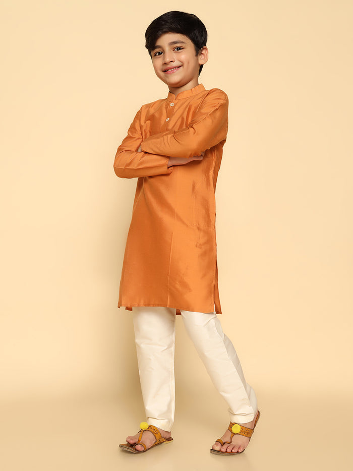 Boy's Mustard Kurta Pyjama Set