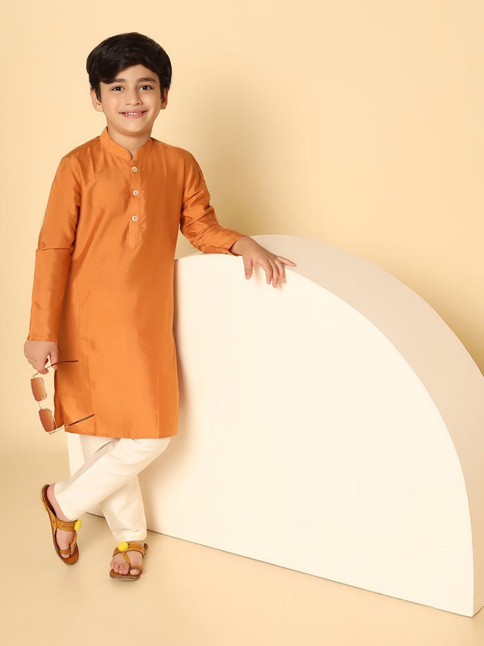 Boy's Mustard Kurta Pyjama Set