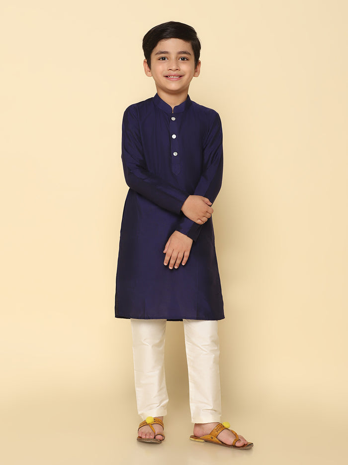 Boy's Navy Blue Kurta Pyjama Set