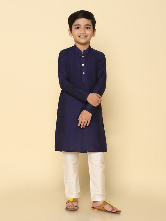 Boy's Navy Blue Kurta Pyjama Set