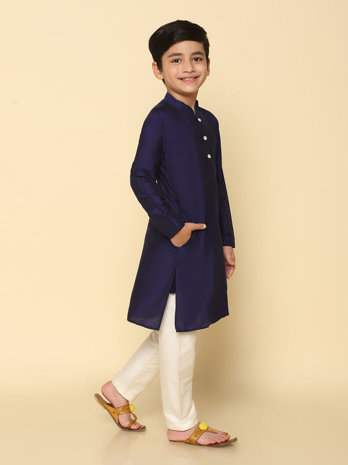 Boy's Navy Blue Kurta Pyjama Set