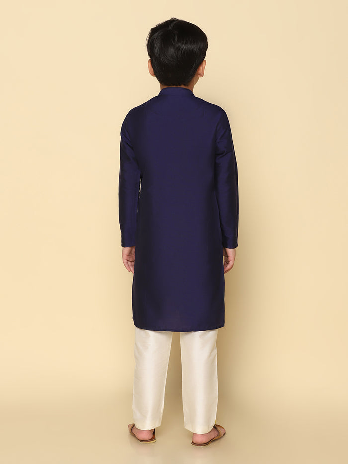 Boy's Navy Blue Kurta Pyjama Set