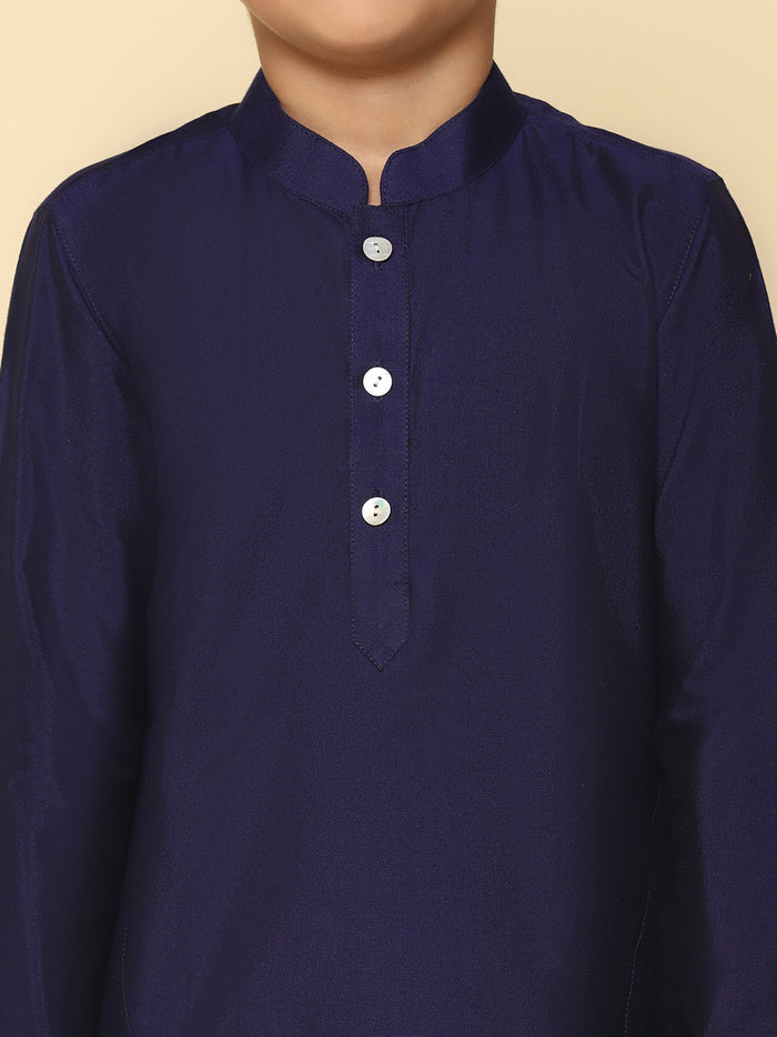 Boy's Navy Blue Kurta Pyjama Set