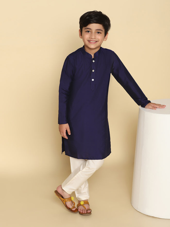 Boy's Navy Blue Kurta Pyjama Set