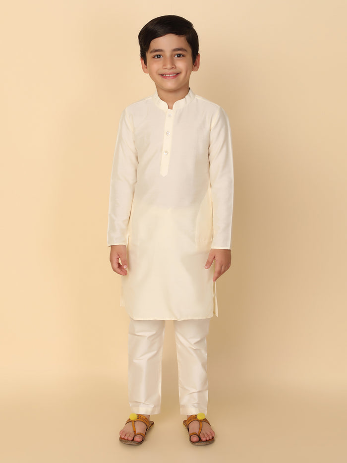 Boy's Off White Kurta Pyjama Set