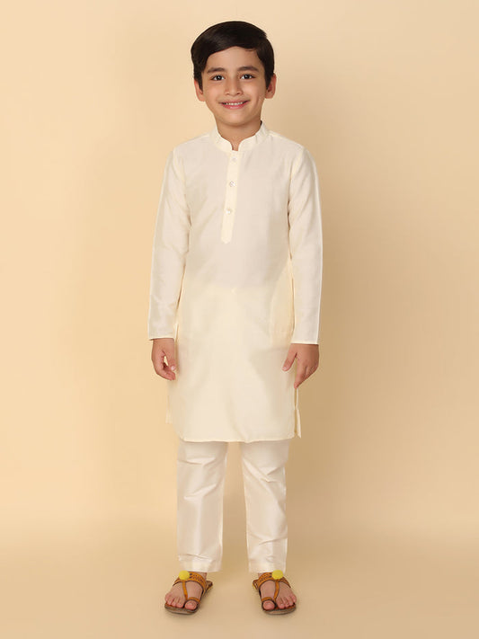 Boy's Off White Kurta Pyjama Set
