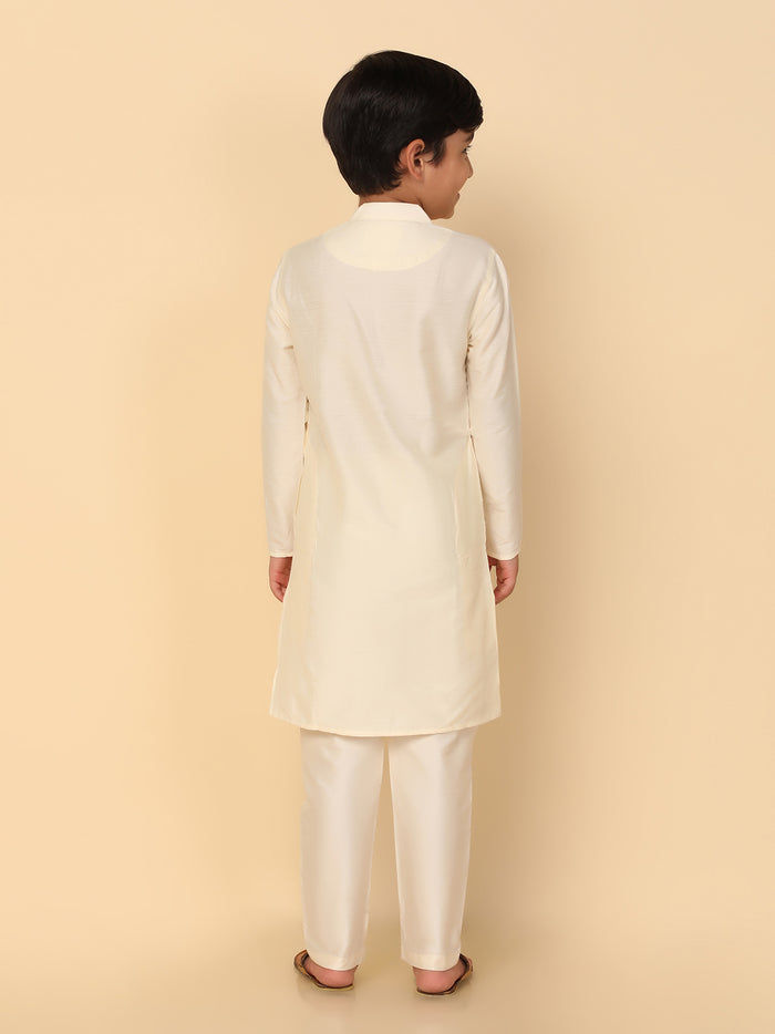 Boy's Off White Kurta Pyjama Set