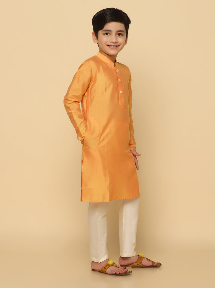 Boy's Orange Kurta Pyjama Set