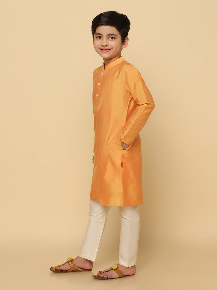 Boy's Orange Kurta Pyjama Set