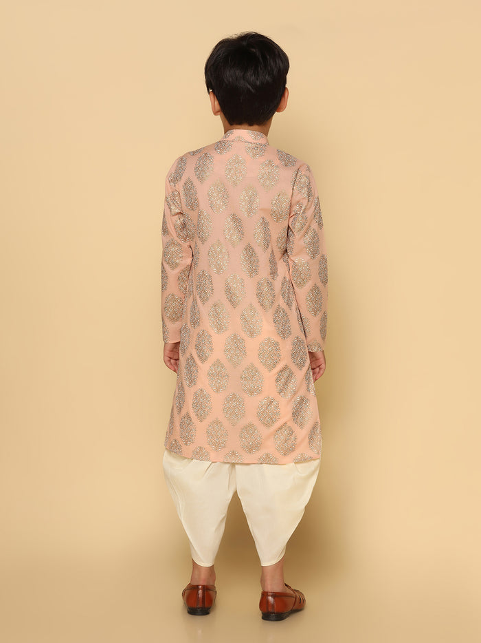 Boy's Peach Kurta Dhoti Set