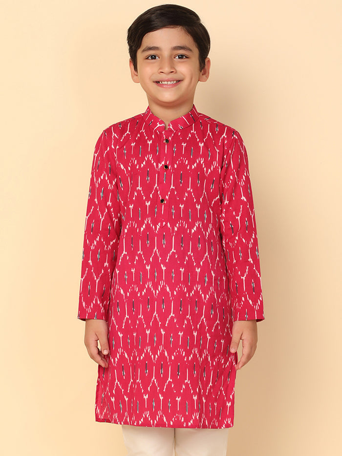 Boy's Pink Printed Kurta
