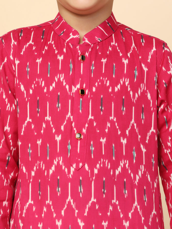 Boy's Pink Printed Kurta
