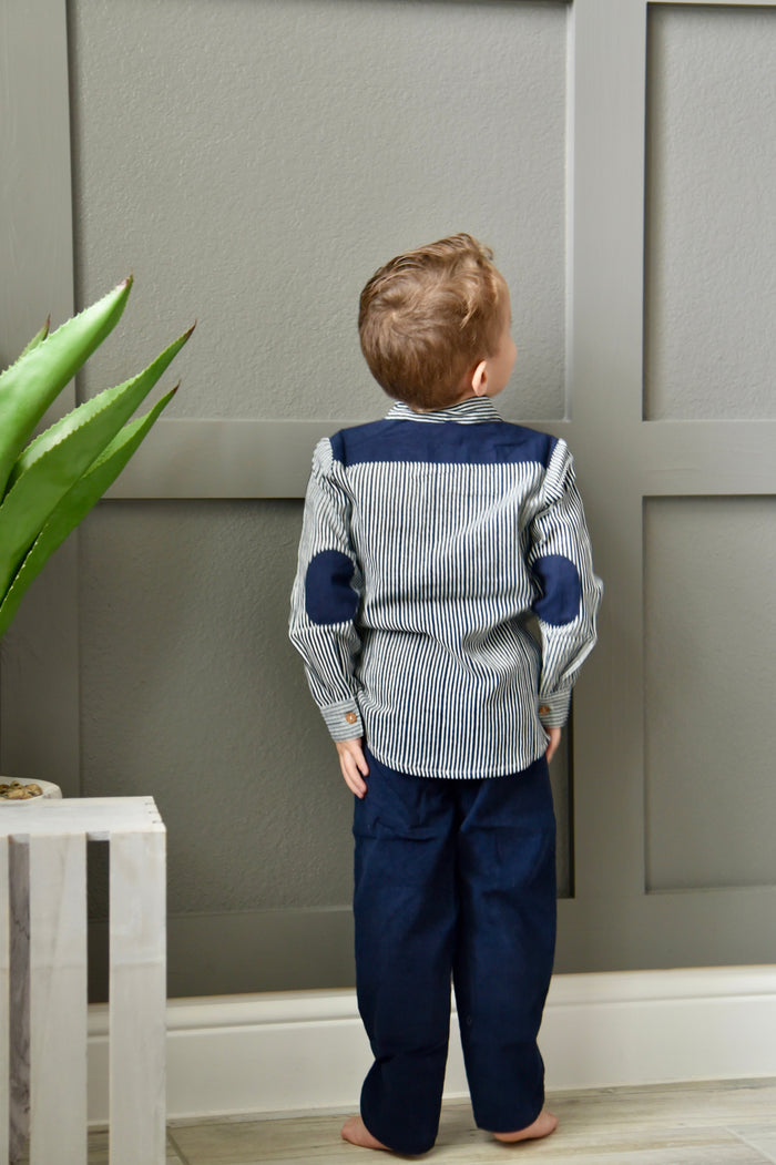 Boys Striped Shirt - Navy Boys Yo Baby Wholesale