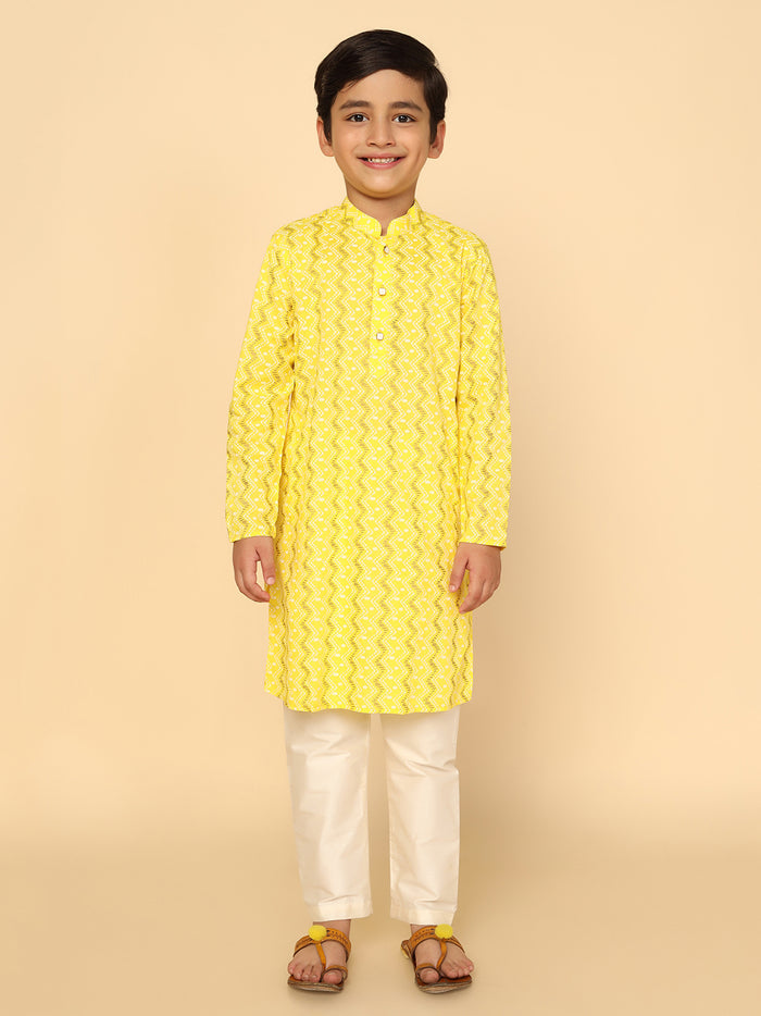 Boy's Yellow Kurta Pyjama Set