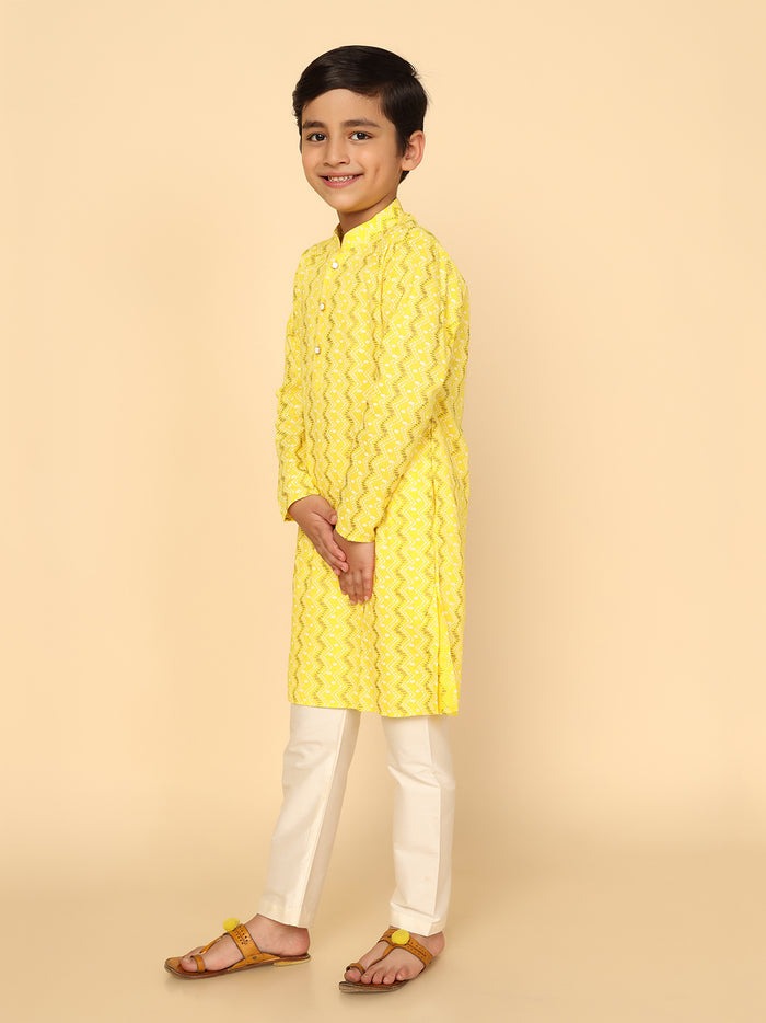 Boy's Yellow Kurta Pyjama Set