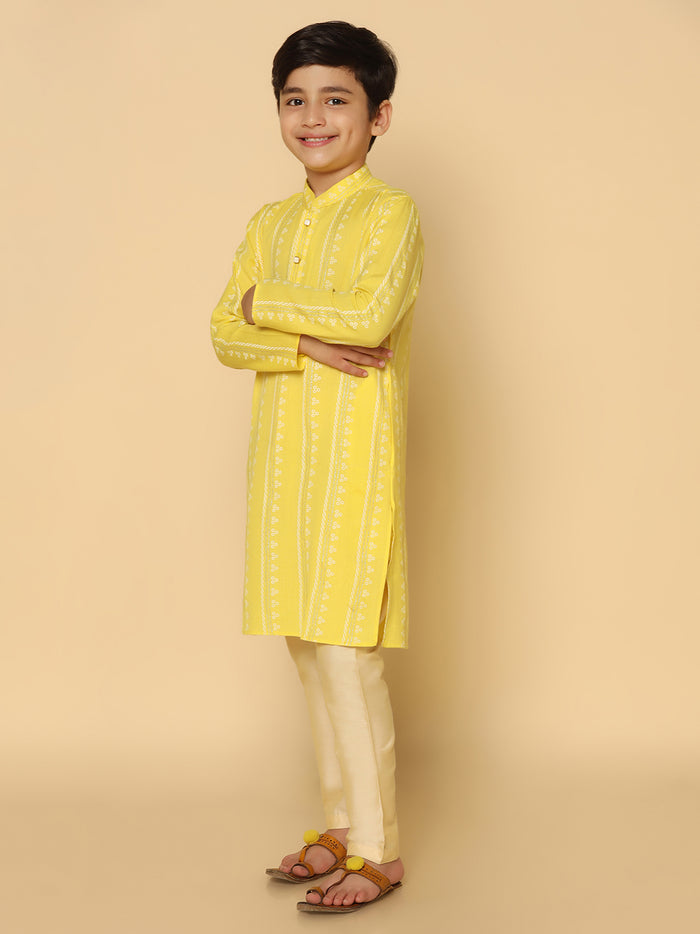 Boy's Yellow Kurta Pyjama Set