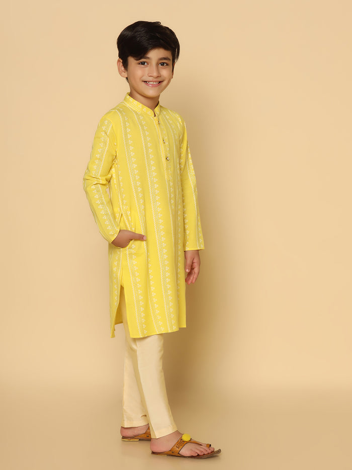 Boy's Yellow Kurta Pyjama Set