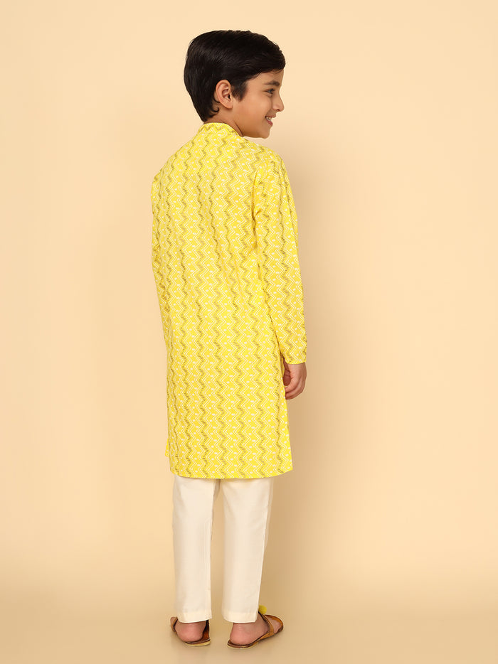 Boy's Yellow Kurta Pyjama Set